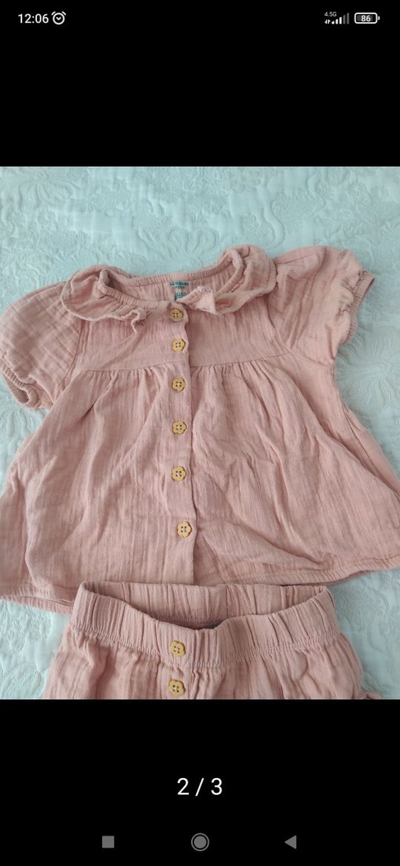 Pembe Bebek Kız Fırfırlı Kısa Kollu Takım - Görsel 2