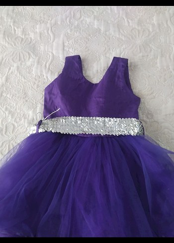 Parlak Mor Kolsuz Kız Çocuk Elbise - Görsel 2