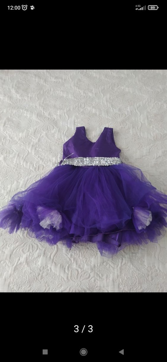 Parlak Mor Kolsuz Kız Çocuk Elbise - Görsel 3