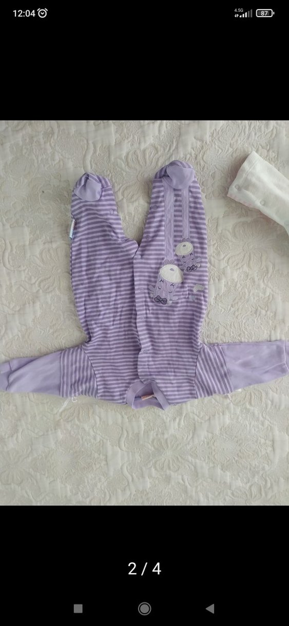 Pembe ve Mor Bebek Kıyafet Seti, Uzun Kollu - Görsel 2