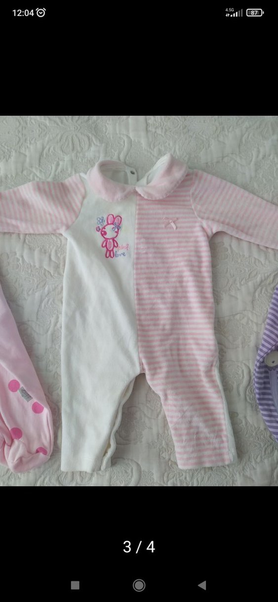 Pembe ve Mor Bebek Kıyafet Seti, Uzun Kollu - Görsel 3