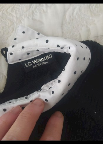 Kız Çocuk Siyah Gömlek Yaka Triko Elbise - Görsel 2