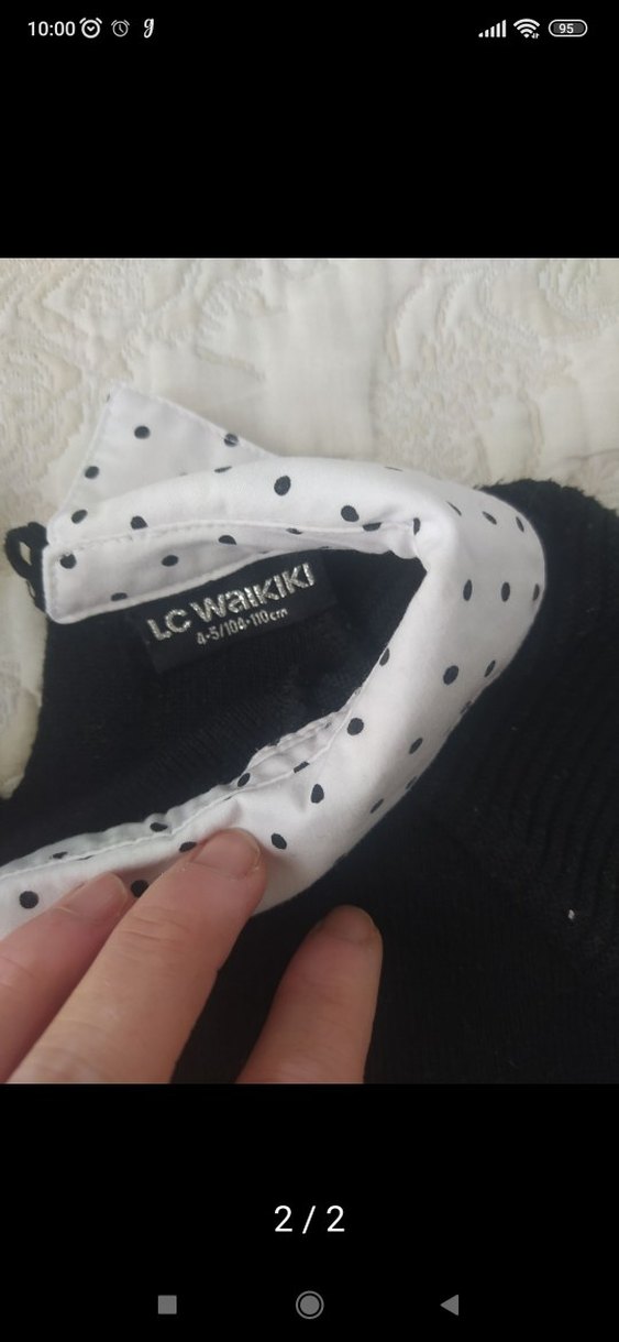 Kız Çocuk Siyah Gömlek Yaka Triko Elbise - Görsel 2