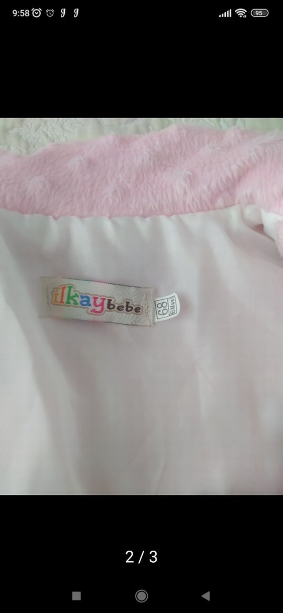 Kız Bebek Pembe Kürklü Polar Ceket - Görsel 2