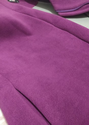 Mor Kadın Midi Boy Düğmeli Kaban - Görsel 4