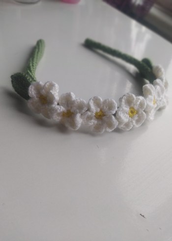 Beyaz Dantel Çiçekli Bohem Saç Bandı - Görsel 2