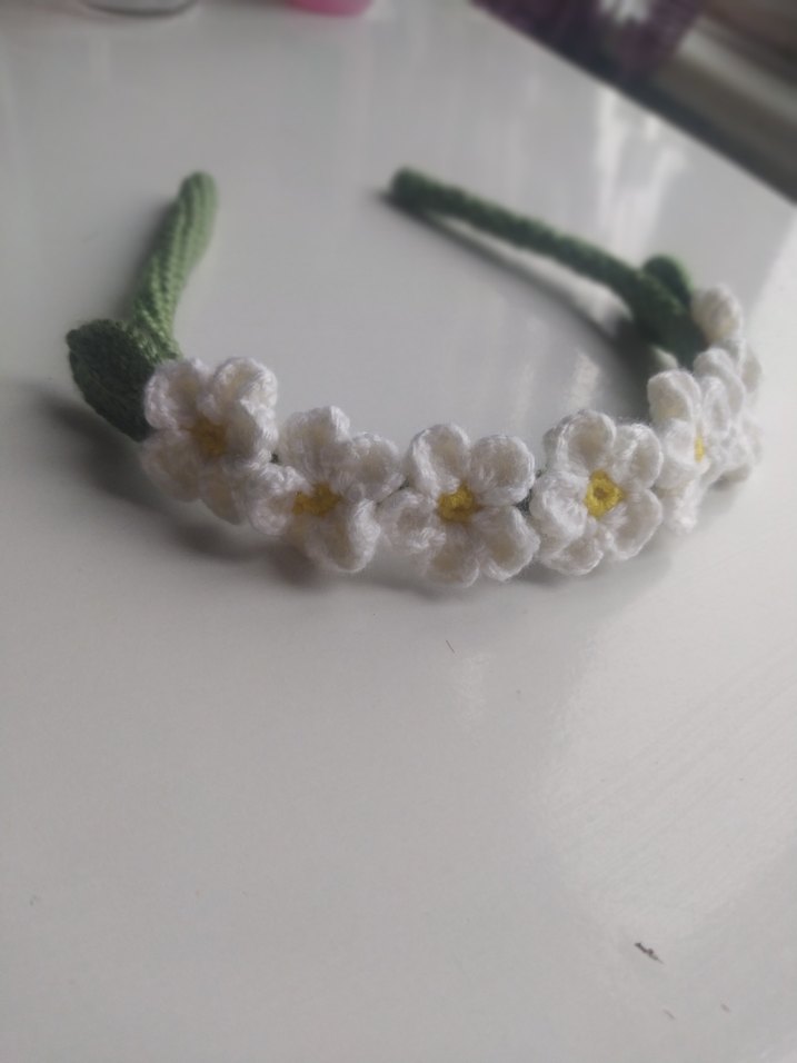 Beyaz Dantel Çiçekli Bohem Saç Bandı - Görsel 2