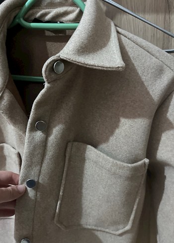 Bej Düğmeli Midi Kadın Kalın ceket - Görsel 2