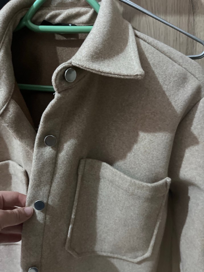 Bej Düğmeli Midi Kadın Kalın ceket - Görsel 2