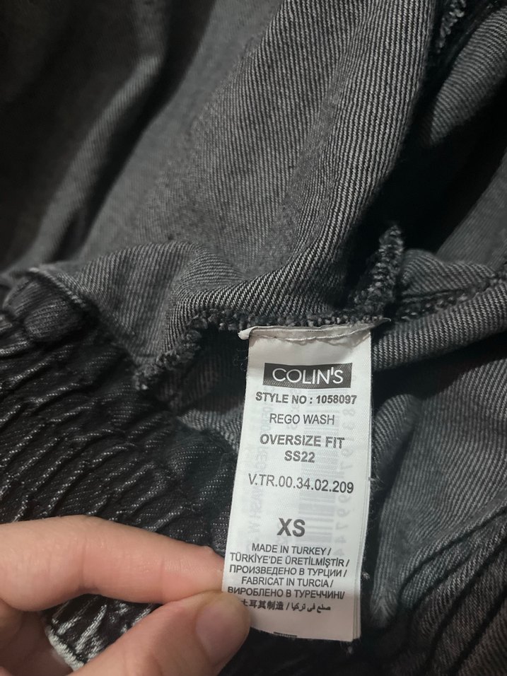 Gri Kadın Denim Ceket Düğmeli Salaş - Görsel 3