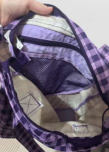 Mor Ekose Desenli Fermuarlı Kadın Çanta - Görsel 3