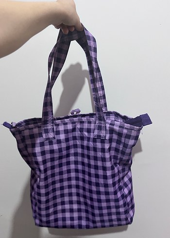 Mor Ekose Desenli Fermuarlı Kadın Çanta - Görsel 2