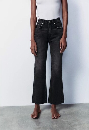Zara Zara crpped flare yüksek bel jean