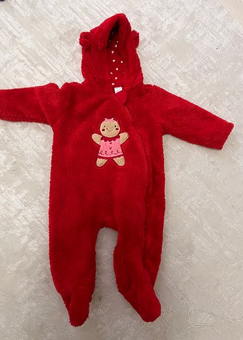 Kız Bebek Nakışlı Kırmızı Örgü Tulum