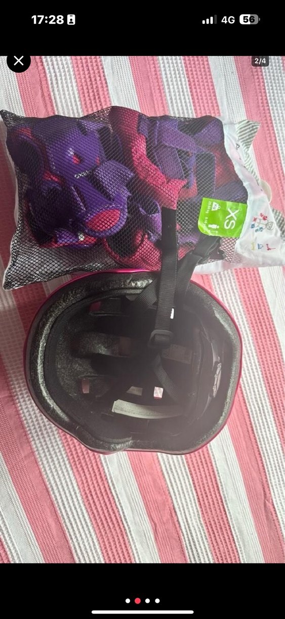 Çocuk Pembe Koruyucu Kask ve Dizlik Seti - Görsel 2