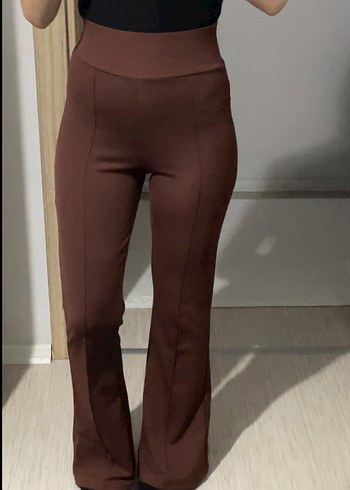 Kahverengi İspanyol paça tayt - Görsel 2