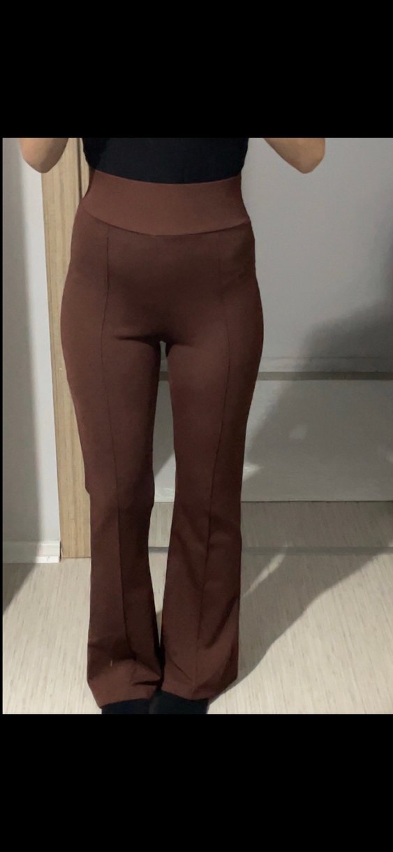 Kahverengi İspanyol paça tayt - Görsel 3