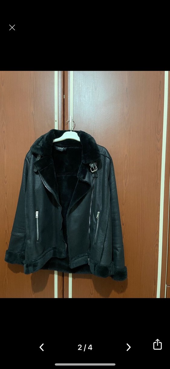 Siyah Süet Kürklü Kadın Ceket - Görsel 2