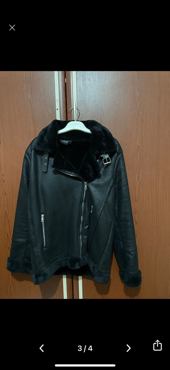 Siyah Süet Kürklü Kadın Ceket - Görsel 3