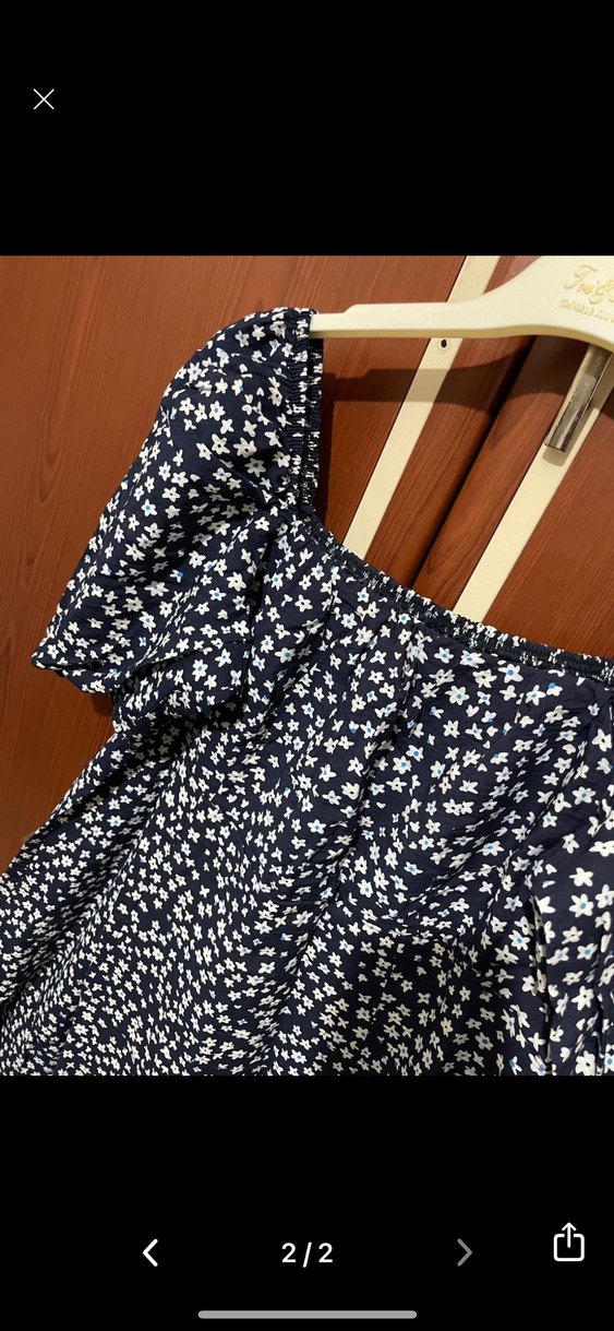 Siyah Beyaz çiçek Desenli Midi Elbise - Görsel 2