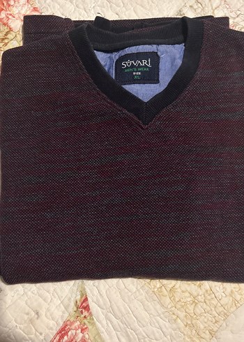 Bordo V Yaka Erkek Triko Kazak L/Xl uyumlu - Görsel 2