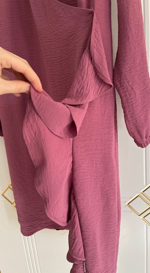 Pembe Keten Uzun Kollu Salaş Tunik - Görsel 2