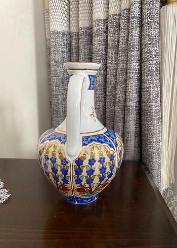 Renkli Desenli Beyaz Seramik Vazo - Görsel 4