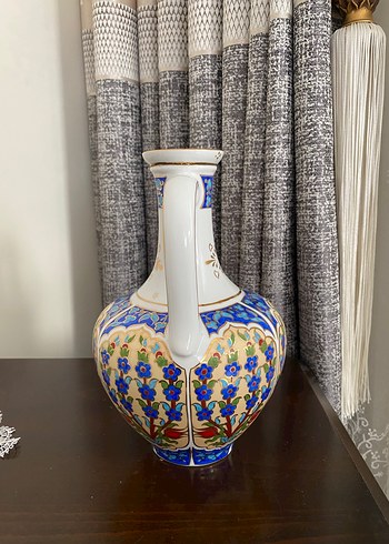 Renkli Desenli Beyaz Seramik Vazo - Görsel 2