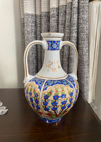 Renkli Desenli Beyaz Seramik Vazo - Görsel 3