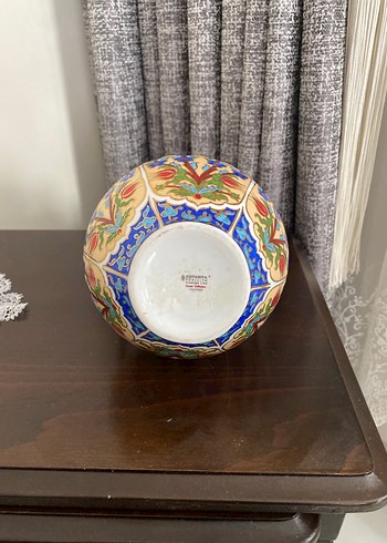 Renkli Desenli Beyaz Seramik Vazo - Görsel 5