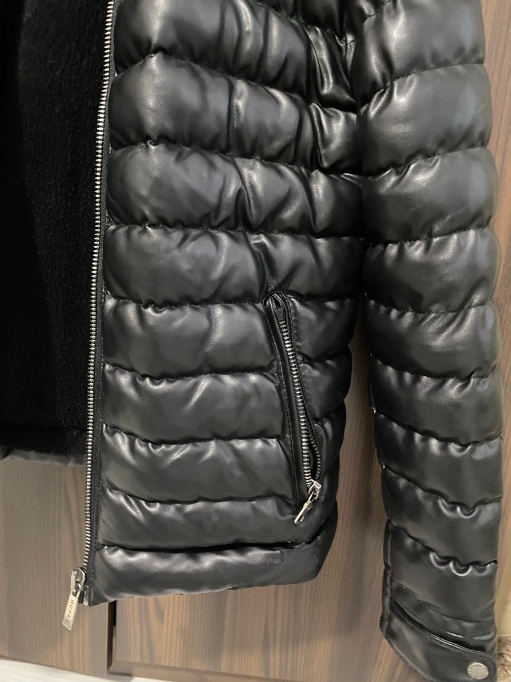 Erkek Siyah Deri Fermuarlı Ceket - Görsel 3