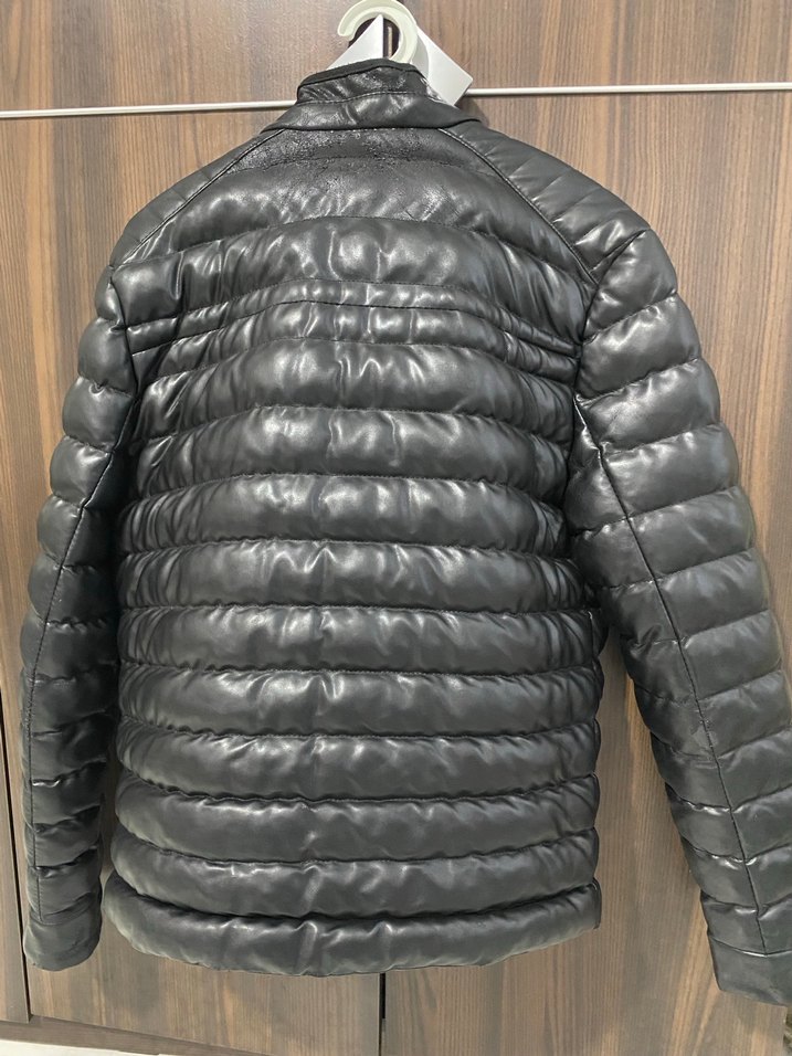 Erkek Siyah Deri Fermuarlı Ceket - Görsel 5