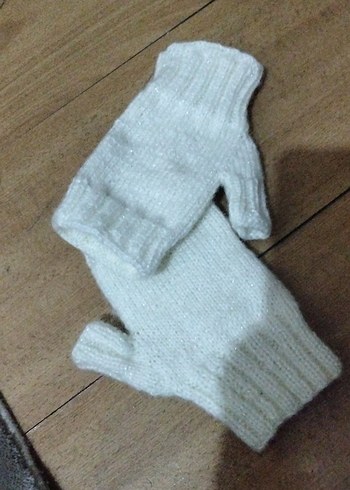 Beyaz Örgü Kadın Eldiveni - Görsel 5