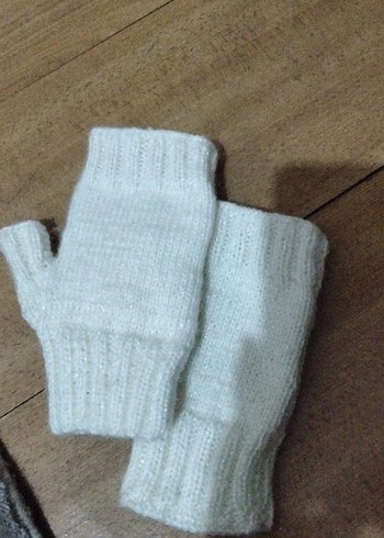 Beyaz Örgü Kadın Eldiveni - Görsel 3