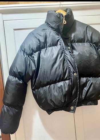 Düğmeli Siyah Kadın Kışlık Mont - Görsel 2