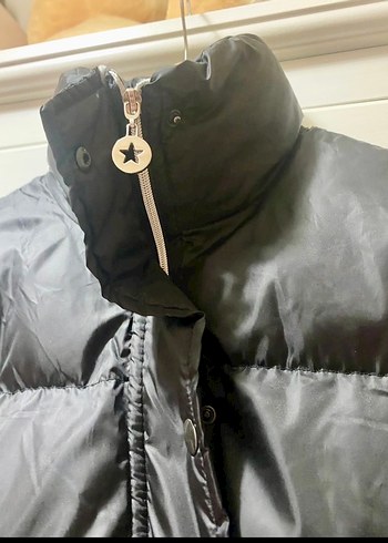 Düğmeli Siyah Kadın Kışlık Mont - Görsel 3