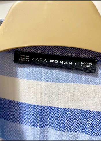 Mavi Çizgili Nakışlı Uzun Kollu Kadın Gömlek - Görsel 3