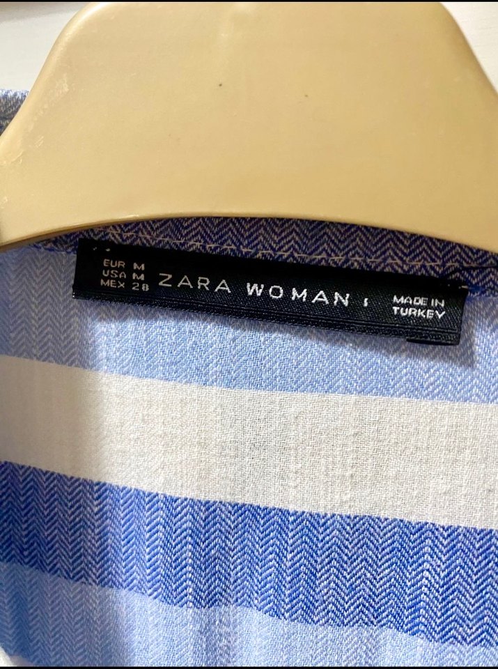 Mavi Çizgili Nakışlı Uzun Kollu Kadın Gömlek - Görsel 3