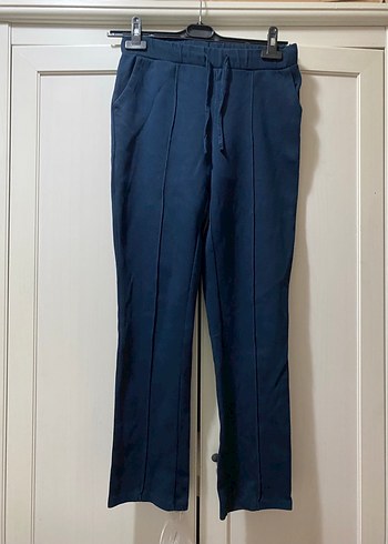 Lacivert Pilili Midi Kadın Pantolon - Görsel 2