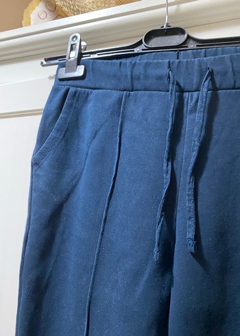 Lacivert Pilili Midi Kadın Pantolon - Görsel 3