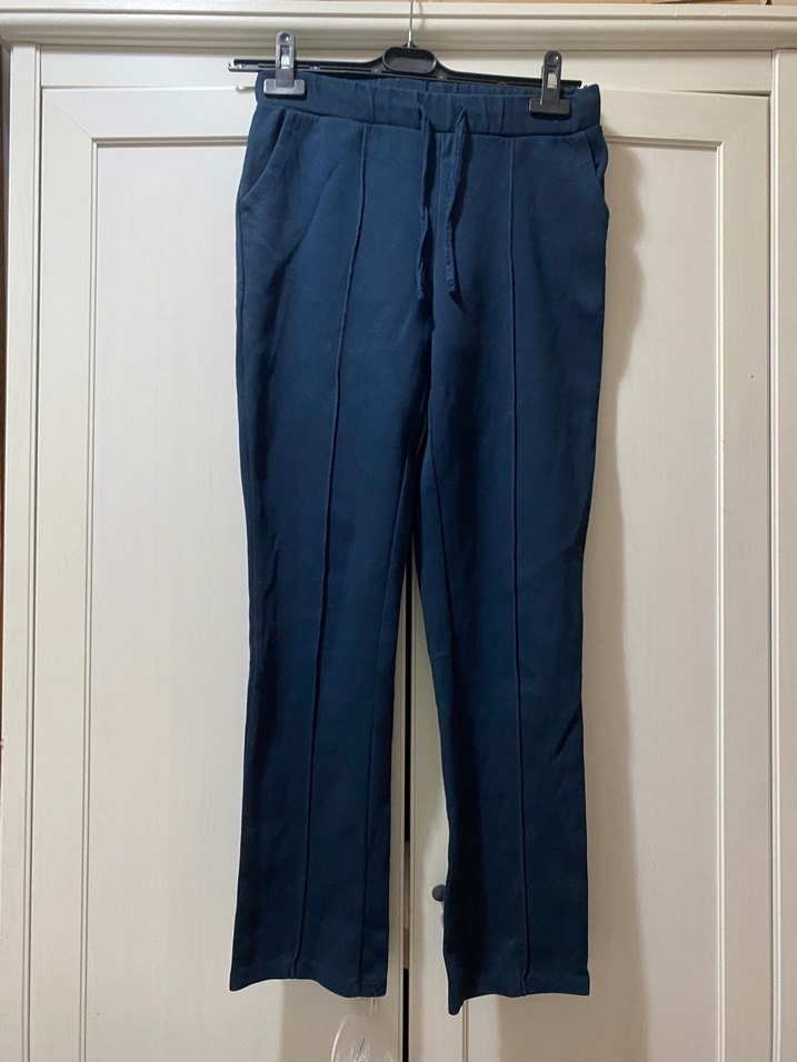 Lacivert Pilili Midi Kadın Pantolon - Görsel 2