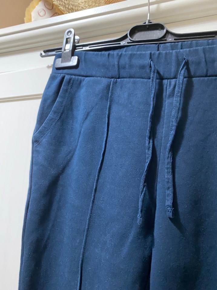 Lacivert Pilili Midi Kadın Pantolon - Görsel 3