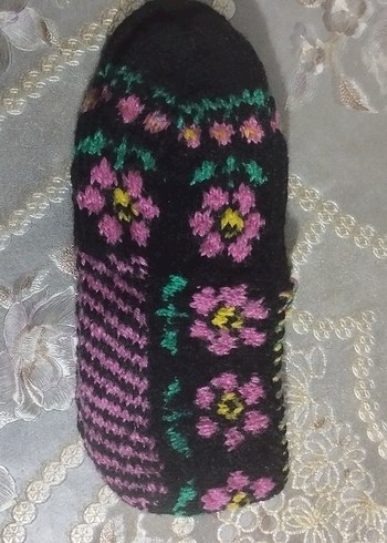 Mor ve Sarı Örgü Kadın patik - Görsel 4