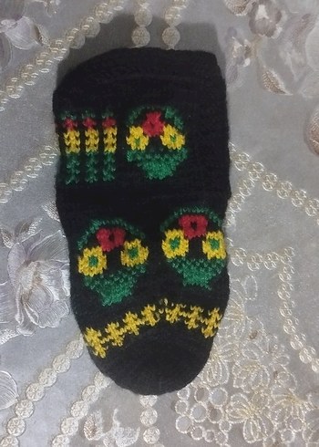 Mor ve Sarı Örgü Kadın patik - Görsel 3