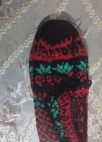 Mor ve Sarı Örgü Kadın patik - Görsel 6