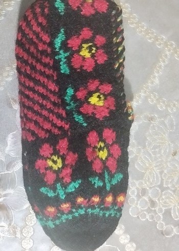 Mor ve Sarı Örgü Kadın patik - Görsel 5