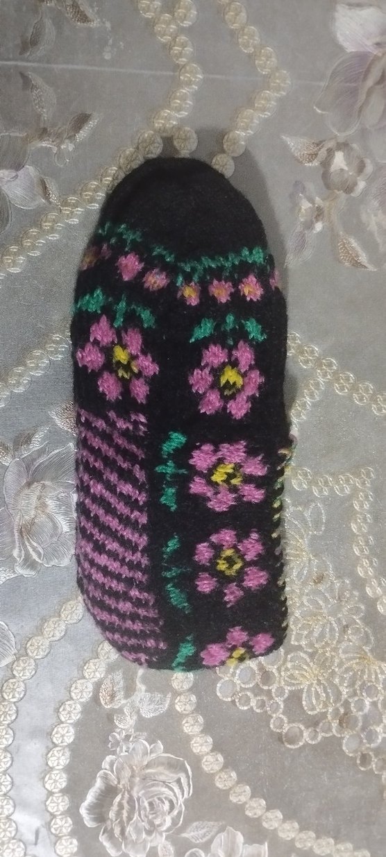 Mor ve Sarı Örgü Kadın patik - Görsel 4
