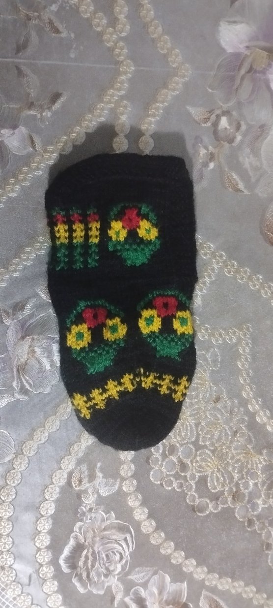 Mor ve Sarı Örgü Kadın patik - Görsel 3