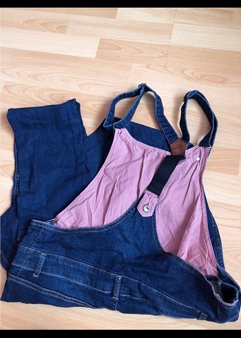 Nakışlı Lacivert Hamile Kot Salopet - Görsel 3