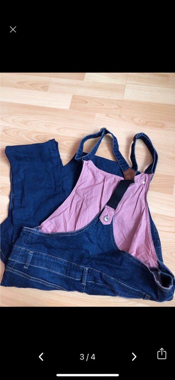 Nakışlı Lacivert Hamile Kot Salopet - Görsel 3